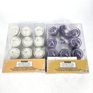 Ashland Submersible LED Flameless Candles 24 Ct White Purple Tealights Decor